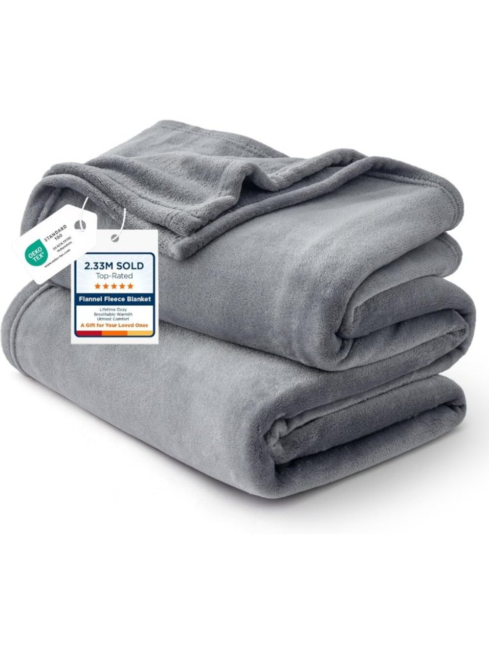 Cozy Grey Fleece Blanket Queen Size - Soft Warm Lightweight Outdoor Travel